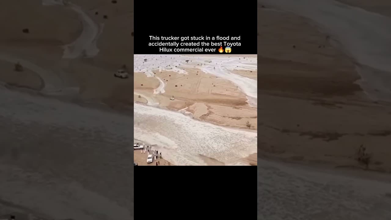 This trucker got stuck in a flood and accidentally created the best Toyota Hilux commercial ever 🔥😱
