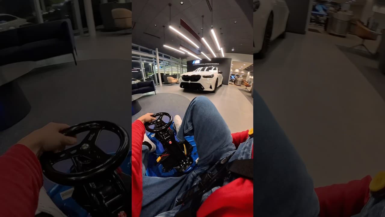 BMW let me crazy cart in their showroom 🫣 #crazycart #driftkart