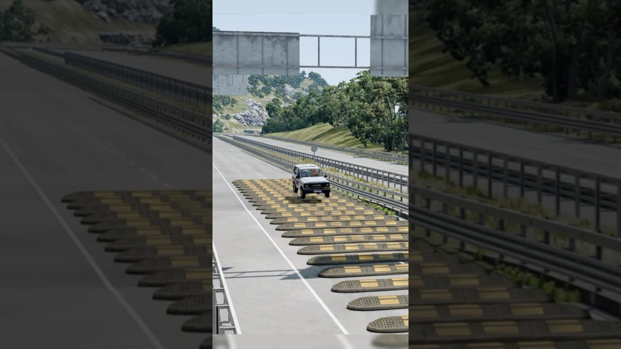 Cars VS 60 Oversized Speedbumps #beamng #beamngdrive #cars #crash #dashcam